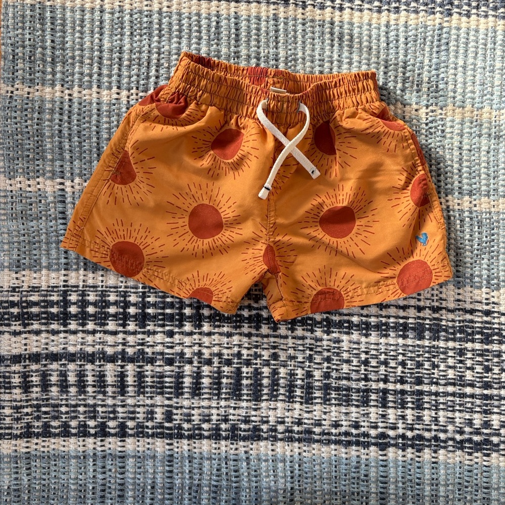 Pink Chicken Rust Sun Pattern Swim Trunks